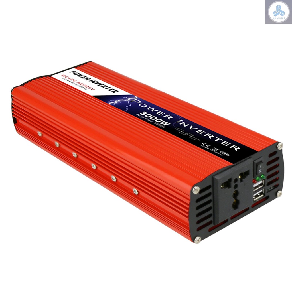 Biến Tần Năng Lượng Mặt Trời 1500w / 3000w dc 12v Sang 220v-240v ac Cổng usb Kép Cho Xe Hơi rv Xe Máy1-vn1