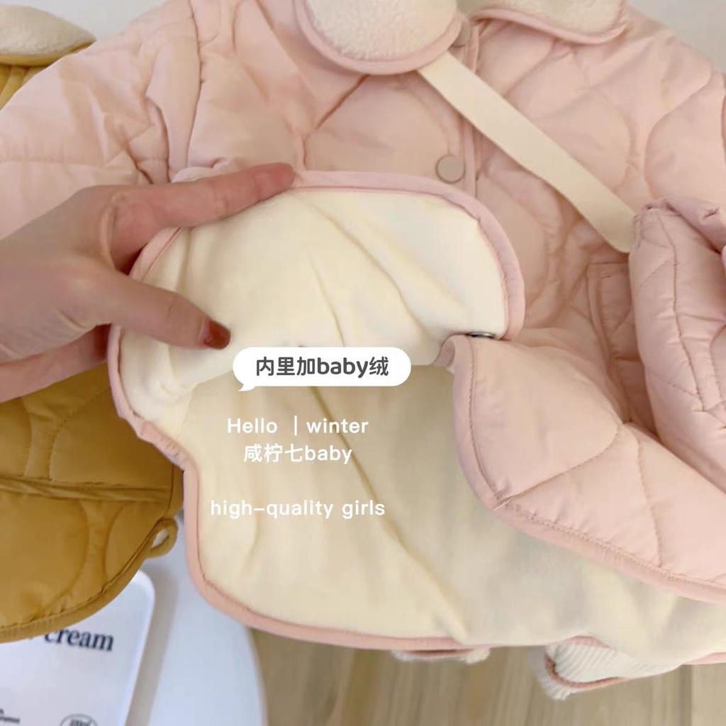 Áo Khoác Đệm Lông Cừu Dày Dặn Giữ Ấm Thời Trang Mùa Đông Cho Bé Gái