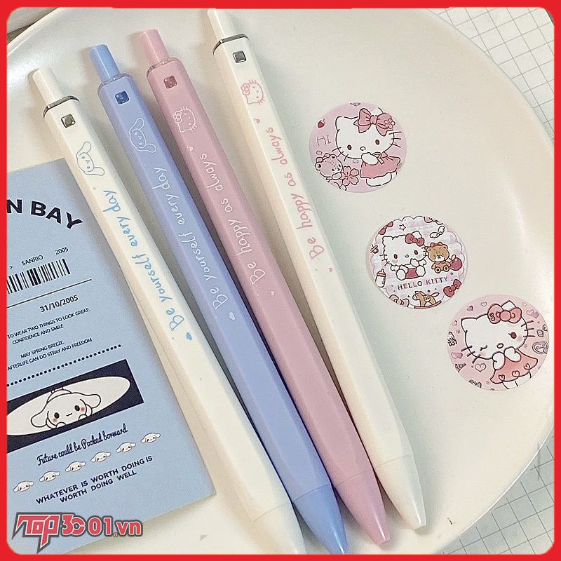 Sanrio Mèo Hello Kitty Dễ Thương Cinnamoroll Vuông Báo Chí Đen 0.5 Mm Bút Gel Học Sinh Đơn Giản Bút Viết-top3C01