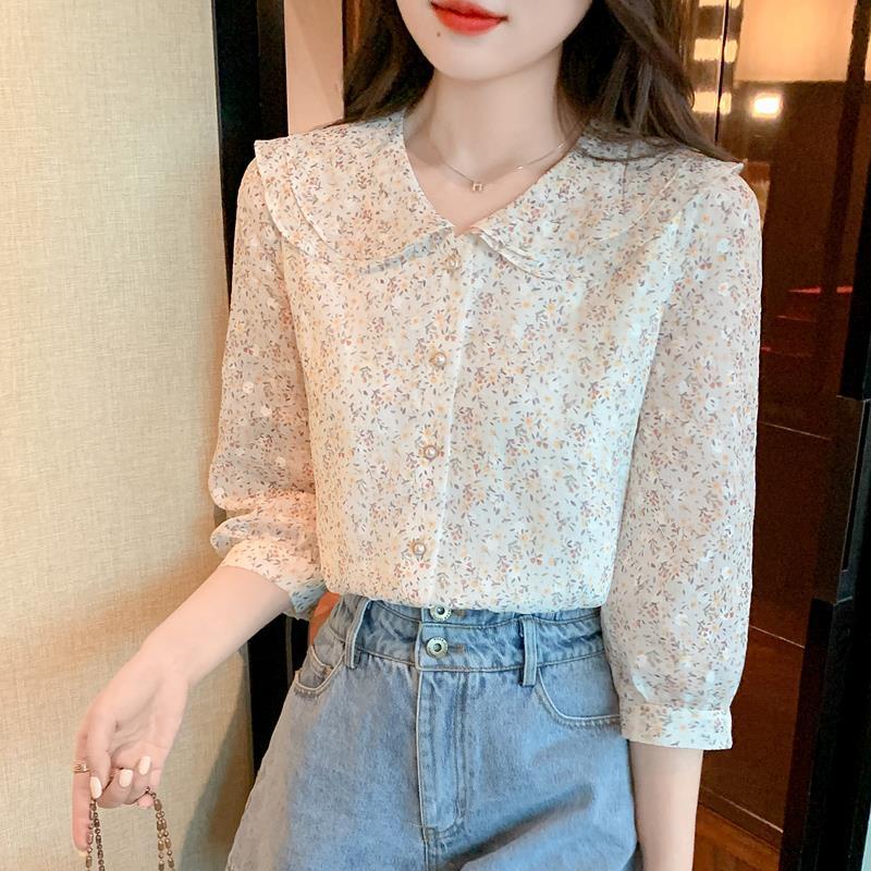 Plus Áo chiffon Nữ Tay Ngắn In Hoa Thời Trang Mùa Hè