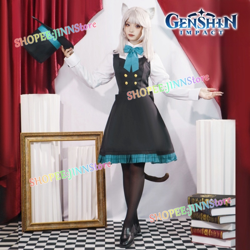 - Jinn - Lyette lyney Bộ Trang Phục cosplay + Bộ Tóc Giả + Cài Tóc Đính Nơ Hóa Trang lynette Lyyney