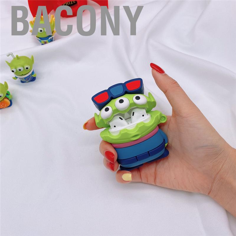 Bacony Cartoon Earbuds Case Silicone Cute 3 Eyed Monster Shape    Cover