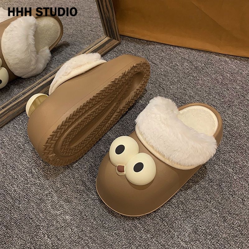 HHH Dép bông Dép Lông dép bánh mì nữ đi trong nhà ĐẾ CAO SU FDL23B01XM 44Z231103