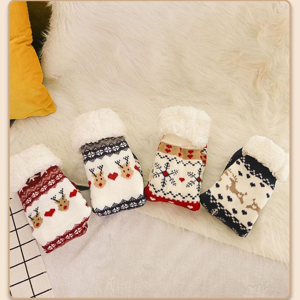 Vớ Bông Giữ Ấm Chống Trượt Hình Giáng Sinh Dành Cho Nữ