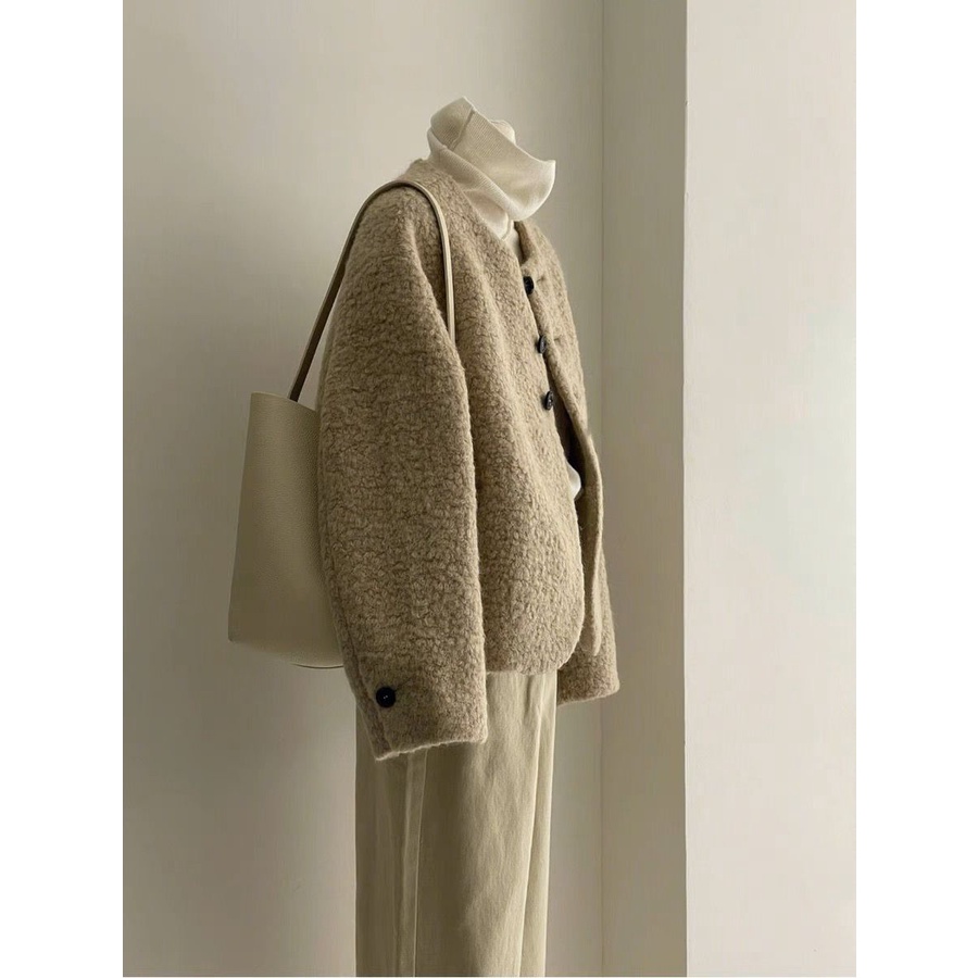 Áo Khoác Lông Cừu Mềm Mại Dáng Ngắn Thời Trang Thu Đông Hàn Quốc 2023 Cho Nữ