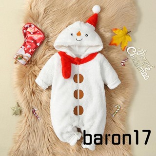 Baby snowman Áo Liền Quần Tay Dài Có Mũ Trùm Và Khóa Kéo In Họa Tiết Giáng Sinh Thời Trang Mùa Đông Cho Bé Trai