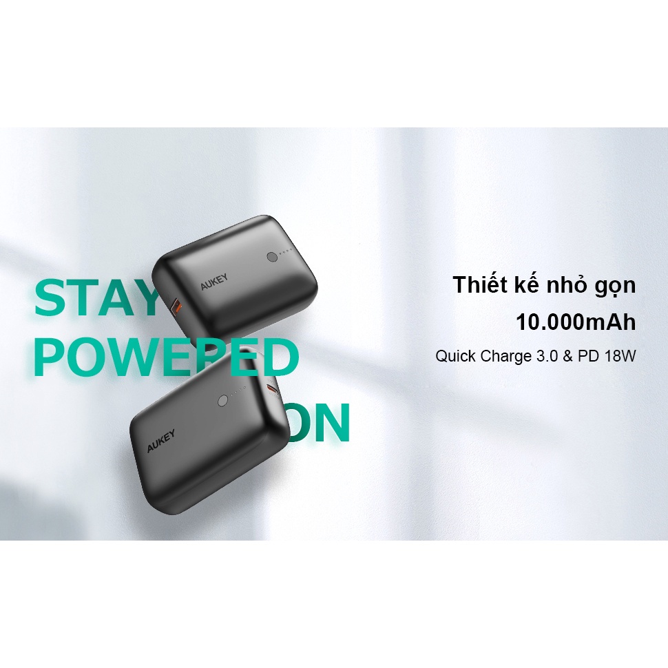 Pin sạc dự phòng AUKEY 10000mAh TypeC 20w & Quickcharge  3.0 PB-N83S - hàng chính hãng- abshop365
