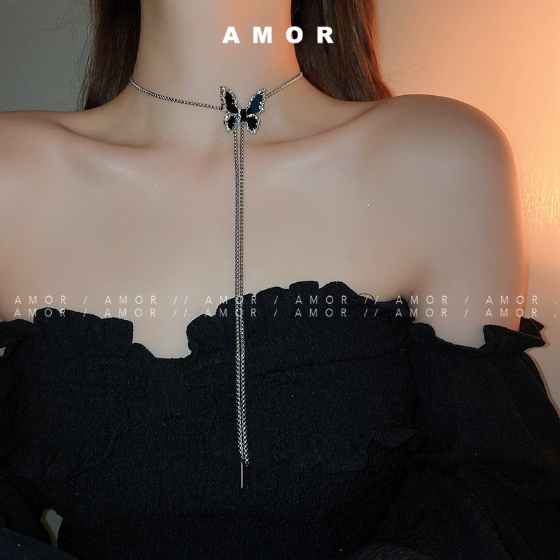 Y2k Vòng Cổ choker Dây Rút Hình Bướm Ngọt Ngào Cá Tính Dành Cho Nữ