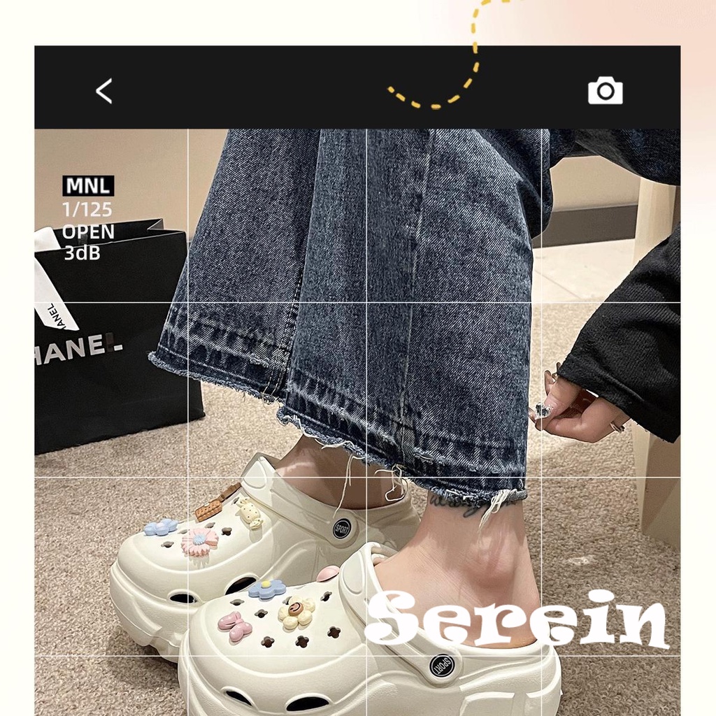 Serein  dép cross đế cao dép nữ dép đi biển Chống Trượt Kiểu dáng độc đáo Thời trang Trẻ trung Đế chống sốc FBT23B08DR 45Z231106