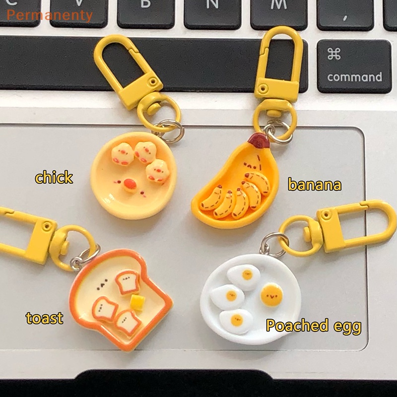 Móc Khóa Trang Trí Ba Lô / Túi Xách Hình Bánh Mì Trứng / Quả Chuối Hoạt Hình Sáng Tạo Dễ Thương