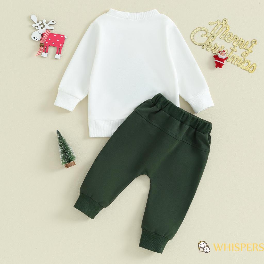 Bộ Áo Sweater Tay Dài Thêu Hình Cây Thông Giáng Sinh + Quần Dài Màu Trơn Thời Trang Cho Bé Trai Từ 0-3 Tuổi
