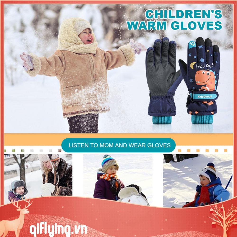 Găng Tay Lông Cừu San Hô Chống Thấm Nước Mùa Đông Dành Cho Trẻ Em