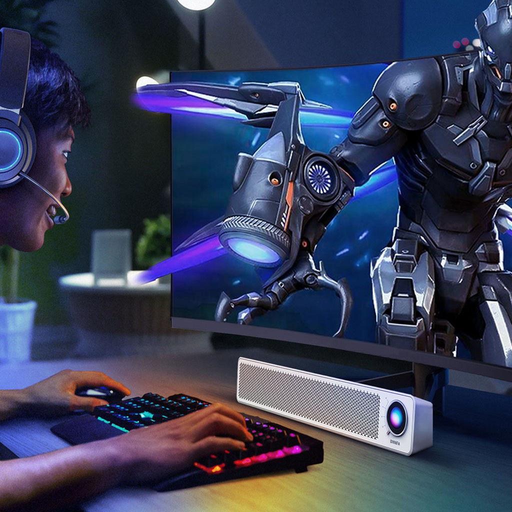 Loa soundbar mini Xiaomi Binifa Play 1d. Loa soundbar vi tính, có màn hình ambient light, 4 Loa 3W, Bluetooth