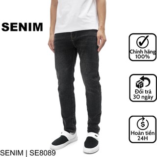 Quần jean nam SENIM, Quần bò vải Denim co giãn, form slimfit, Jean đen xám SE8089