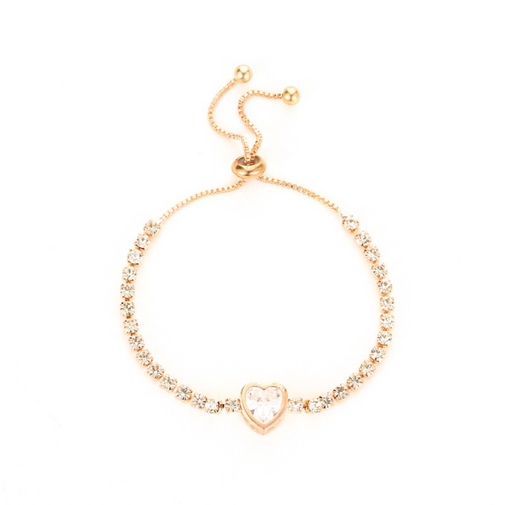 Vòng Tay Thiết Kế Đơn Giản Đính Đá zircon Hình Trái Tim Thời Trang