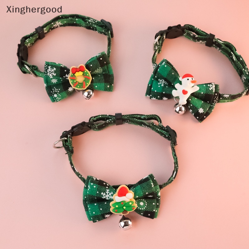 Vòng Cổ Hình Cây Thông / Tuần Lộc / Người Tuyết Có Chuông Trang Trí Giáng Sinh Cho Thú Cưng xinghergood xhg