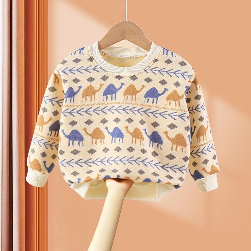 🔥Hot Sale🔥áo nhung đỏ cho bé áo nỉ bé gái áo len trẻ em Áo sweater Tay Dài Đệm Nhung Dày Dặn Giữ Ấm In Họa Tiết Hoạt Hình Thời Trang Thu Đông Cho Bé Trai Và Gái áo len cho bé gái