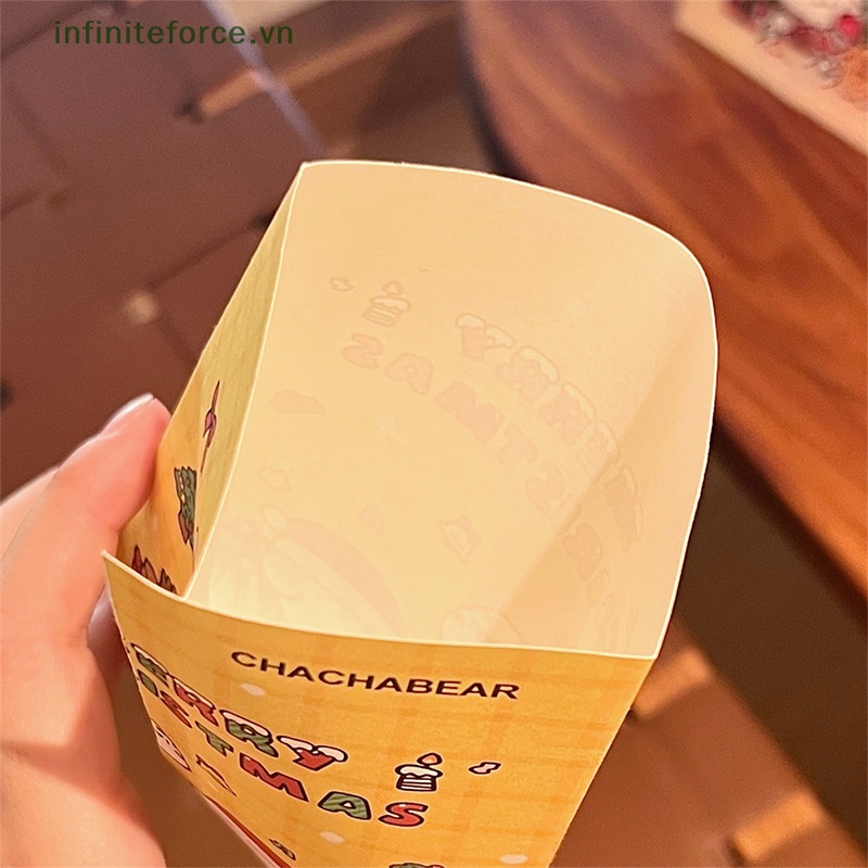 Set 10 Túi Giấy Đựng Kẹo / Quà Giáng Sinh diy Họa Tiết Hoạt Hình Dễ Thương