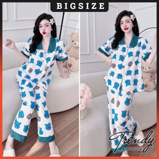 Đồ Bộ Pyjama Bigsize Nữ, Bộ Ngủ Mặc Nhà Quần Dài Tay Ngắn Chất Liệu Lụa Trendy Big Size 50-100kg