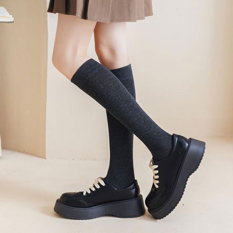 Đôi Vớ cotton Màu Trơn Thu Đông Phiên Bản Hàn Quốc Giảm Béo Gót Chân Đẹp Hợp Thời Trang