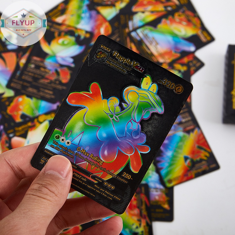 Hộp 55 Thẻ Bài pokemon Bằng Kim Loại Màu Vàng / Bạc vmax gx charizard