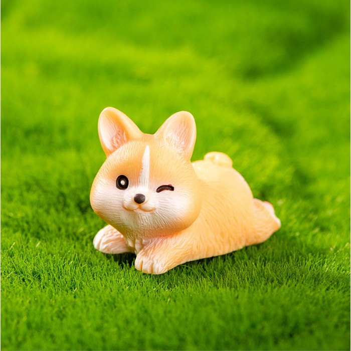 Mô hình chó shiba mini dễ thương decor bàn học, terrarium