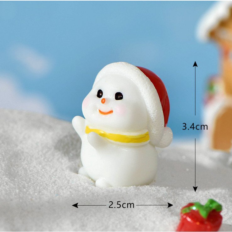 Mô hình người tuyết, ông già Noel, tàu hoả đỏ, tuần lộc, xe kéo trang trí tiểu cảnh giáng sinh, terrarium christmas