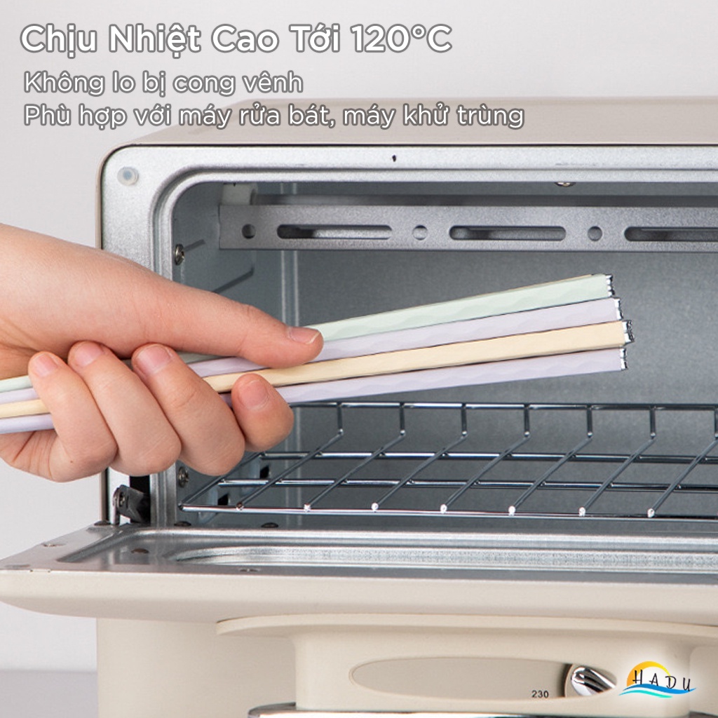 Đũa Ăn Cơm Sợi Thủy Tinh Cao Cấp Chống Mốc Kháng Khuẩn Kiểu Nhật Bản Nhiều Màu Khảm Hoa Anh Đào HADU