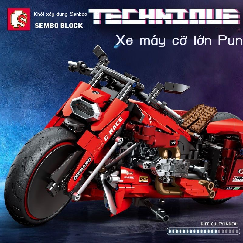 701811 Punk lớn xe máy mô hình lắp ráp hạt nhỏ cậu bé đồ chơi giáo dục khối xây dựng mới đồ trang trí