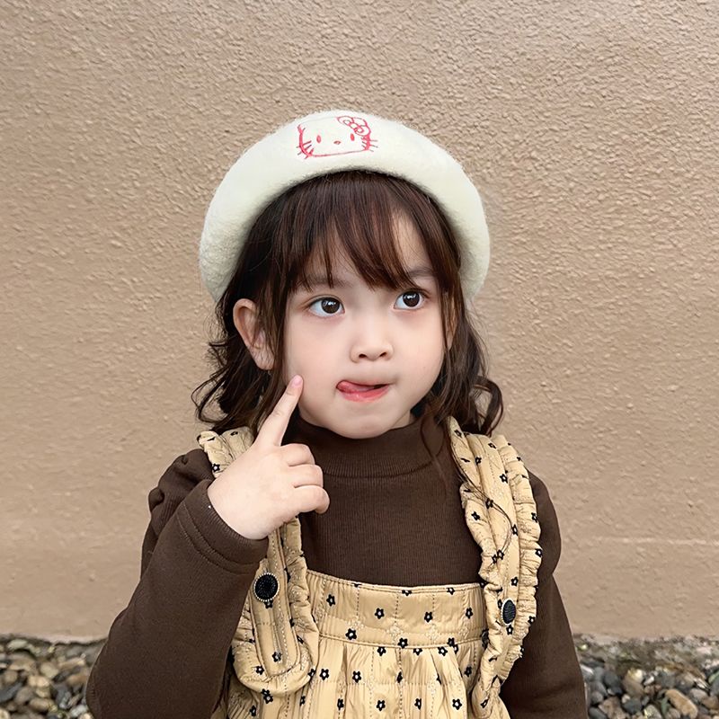 Mũ beret Len Phong Cách Họa Sĩ Hàn Quốc Thời Trang Thu Đông Cho Bé Gái