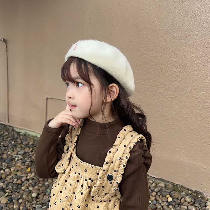 Mũ beret Len Phong Cách Họa Sĩ Hàn Quốc Thời Trang Thu Đông Cho Bé Gái