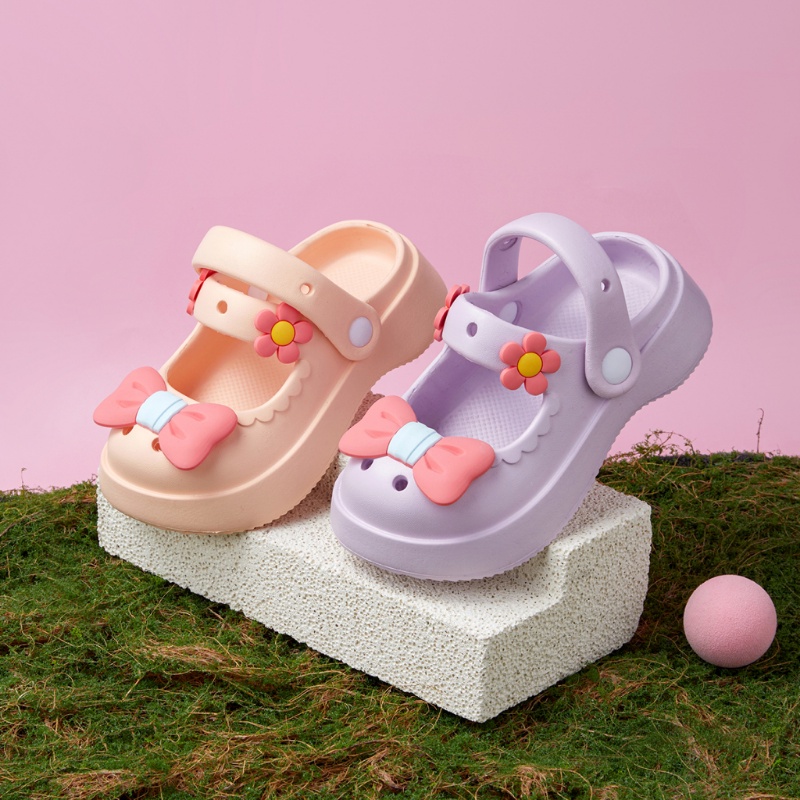 Cheerful Mario Dép sục bánh mì cho bé gái Cảm giác bước lên đế mềm EVA êm chân nhẹ sandal sục nơ