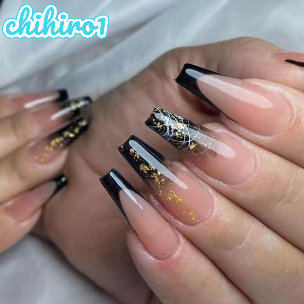 Chihiro1 Móng Tay Giả Dáng Dài Che Phủ Toàn Diện Họa Tiết Ngọn Lửa Và Bướm Thời Trang Kiểu Pháp Dành Cho Bạn Nữ