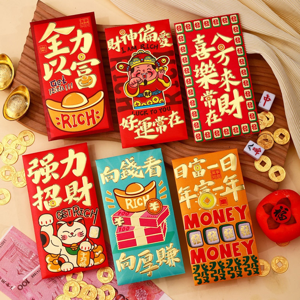 Set 6 bao Lì Xì Hình Thỏ Năm Mới 2024 Xinh Xắn