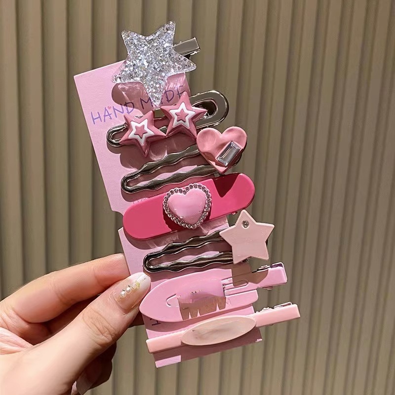 Set 7 Kẹp Tóc Hình Ngôi Sao Màu Hồng Ngọt Ngào Cho Bé Gái | Gấu Thỏ House