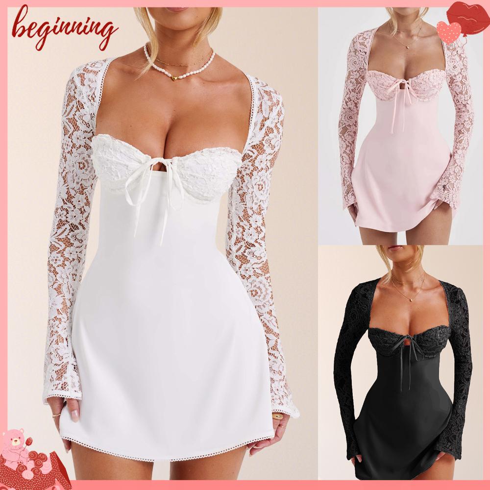 ✿ Phụ Kiện Bắt Đầu Chất Lượng Cao ✿ Đầm Tay Dài Dáng Chữ a Màu Sắc Thời Trang Quyến Rũ Cho Nữ