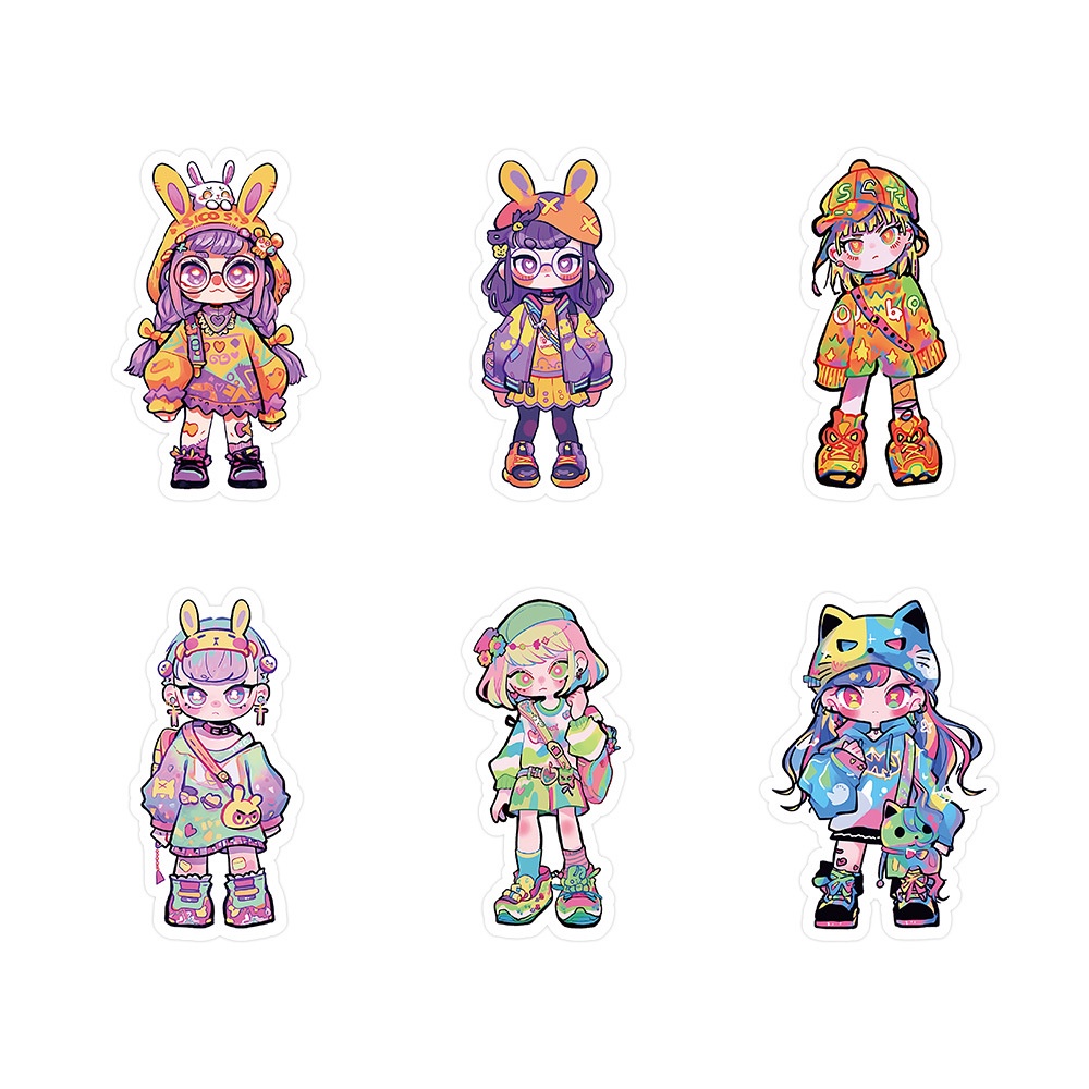 Bộ 60 Miếng Dán Trang Trí Mũ Bảo Hiểm / Bút Chì Họa Tiết graffiti Dễ Thương