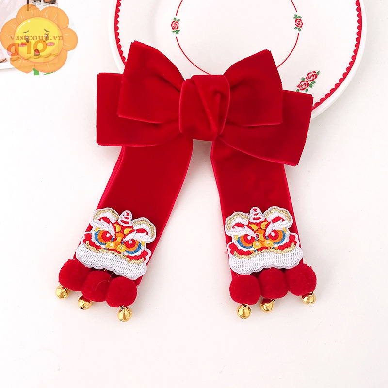 Vastji Kẹp Tóc Hình Vương Miện Nhung Đỏ 3d Phong Cách Trung Hoa Xinh Xắn Cho Nữ vn