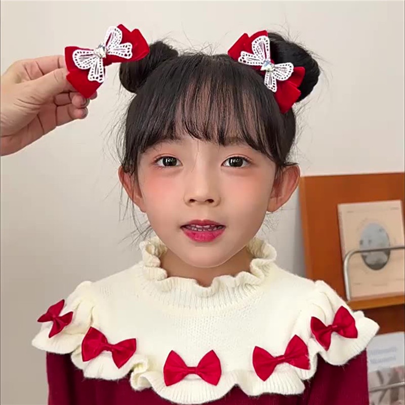 Kẹp Tóc Nơ Phong Cách Giáng Sinh Năm Mới Không Làm Tổn Thương Tóc Dành Cho Bé Gái trang trí tết