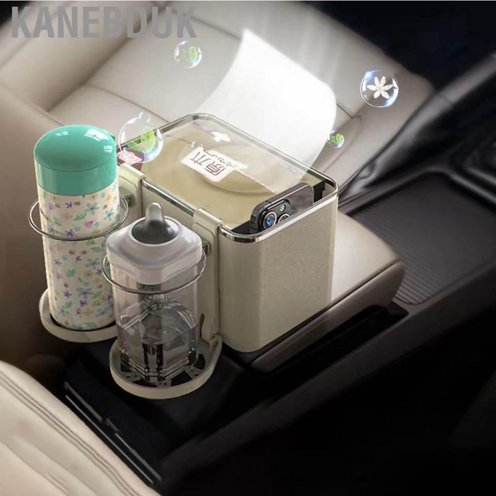 Kanebduk Armrest Storage Box Water Cup Holder Multifunctional Car Console Organizer for Auto