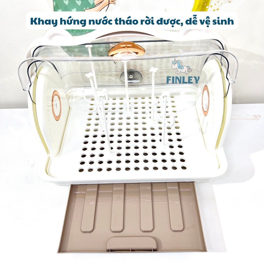 Úp bình sữa, khay úp bình đa năng có khay thoát nước và quai xách hình gấu vô cùng tiện lợi, OBAMA BABY