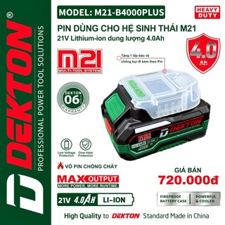Pin dekton 21v dung lượng 4.0ah m21-b4000plus - chân pin makita
