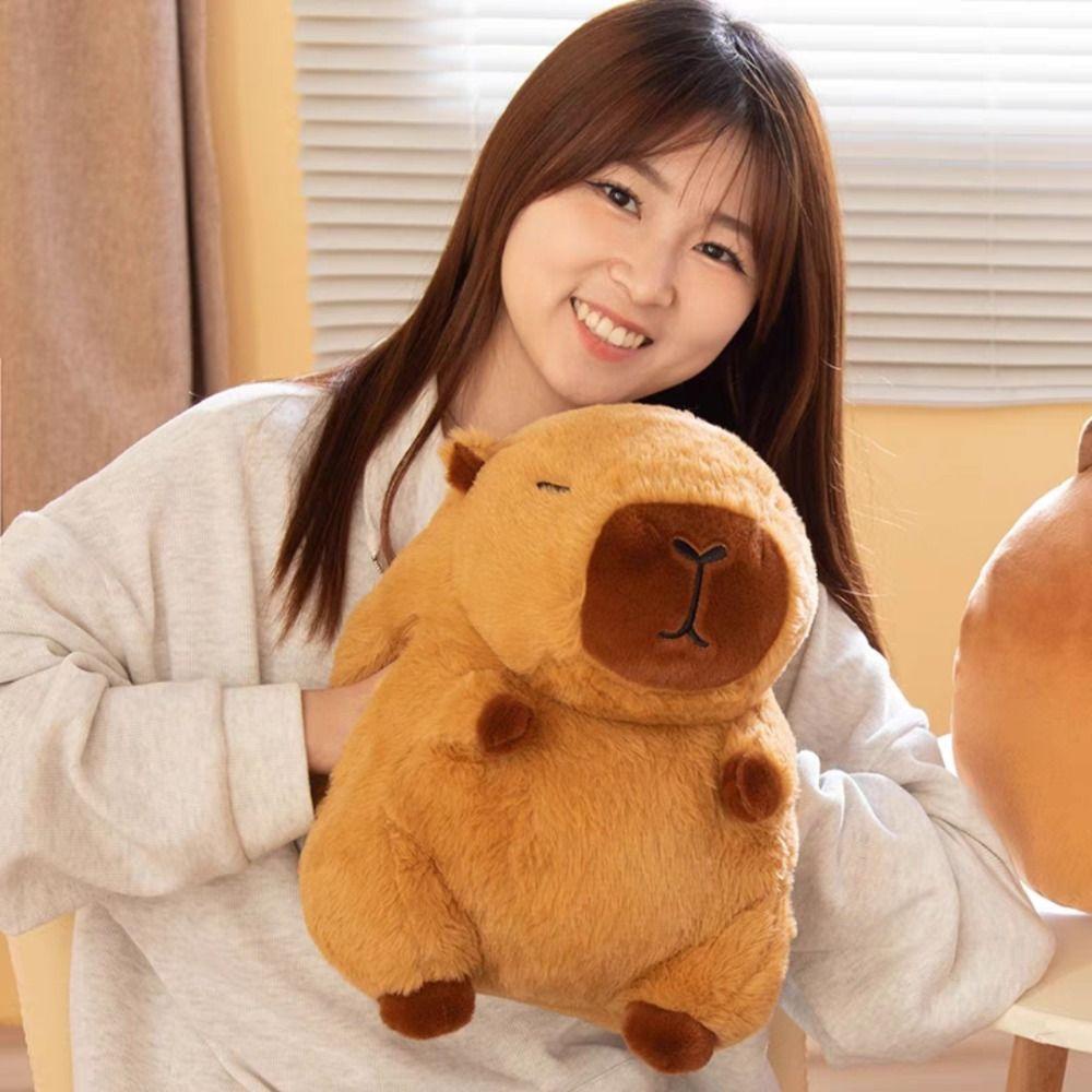 Mmluck capybara Nhồi Bông Chất Liệu cotton pp Mềm Mại Hình capybara Hoạt Hình Vui Nhộn Làm Quà Giáng Sinh