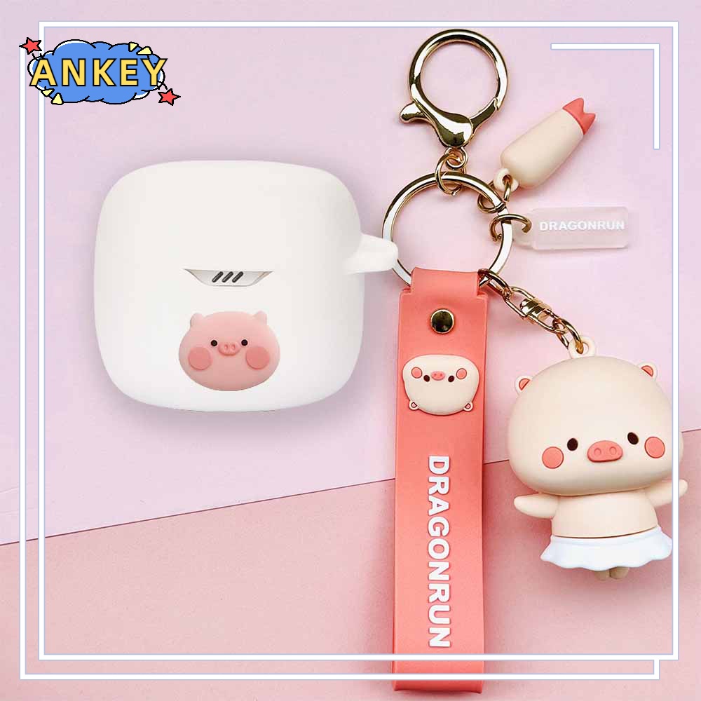 For JBL Tune Flex 225 220 Earphone Silicone Case Cute Pig Earbuds Soft Protective Headphone Cover Headset Skin with Pendant
