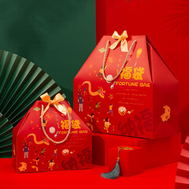 Túi Giấy Đựng Quà Họa Tiết Năm Mới 2024 Phong Cách Trung Hoa