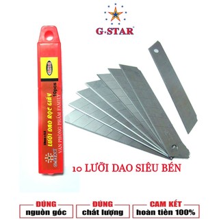 Hộp 10 lưỡi dao trổ/ dao rọc giấy to/ bé gstar lc18/sk2 18mm/9mm
