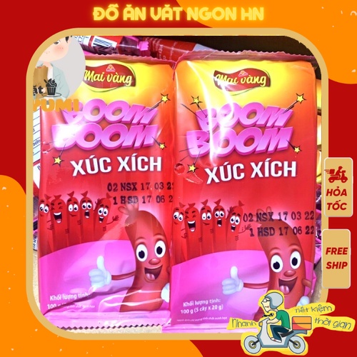 Đồ ăn vặt xúc xích 5 cái boom boom mai vàng ăn vặt ngon giá rẻ