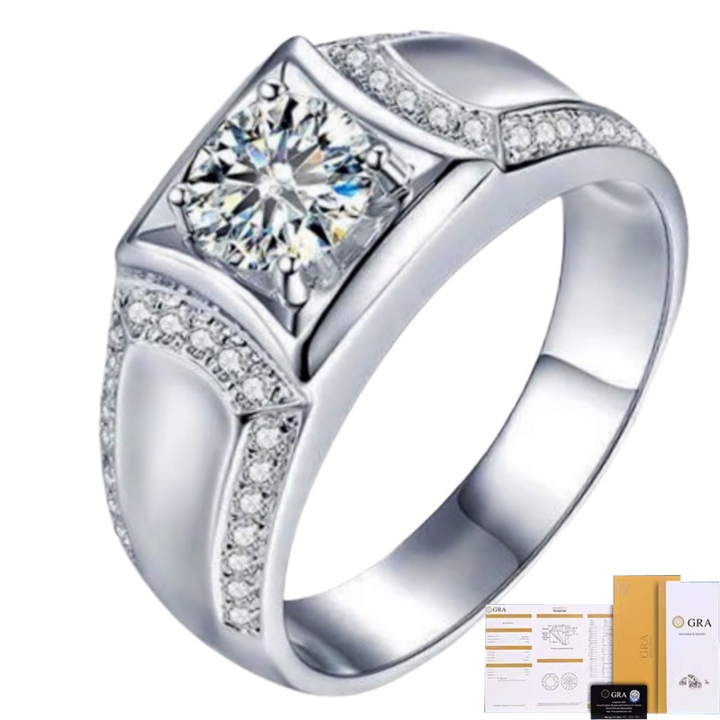 [Giấy chứng nhận GRA miễn phí] Nhẫn nam Platinum 2 Karat Moissanite