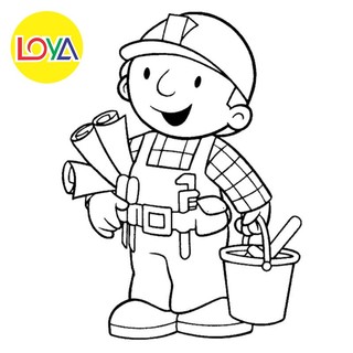 Tranh tô màu bob the builder - bộ 20 tờ tranh tô màu a4 a5 dành cho màu sáp, màu chì - tranh tô màu koty