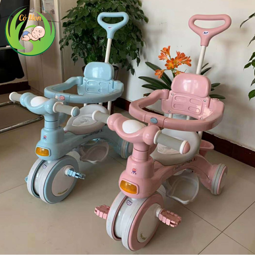 Xe Đạp 3 Bánh Có Cần Đẩy Có Thể Phát Nhạc 688 Cho Bé (TặngChibi)